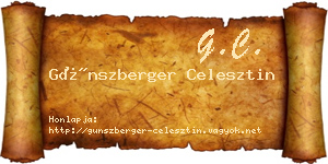 Günszberger Celesztin névjegykártya
